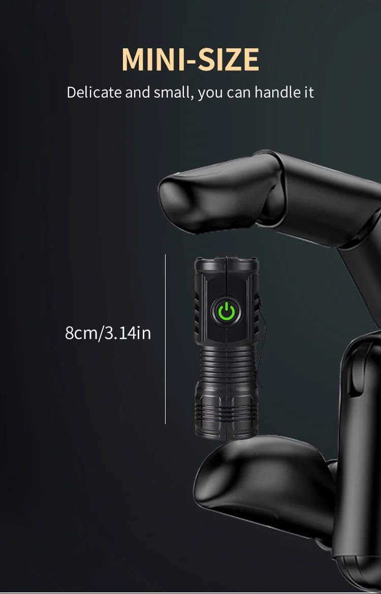 Portable Mini LED Handheld Flashlight Powerful Fingertip Torch Outdoor Waterproof Hiking Camping Flash Light with Pen Clip