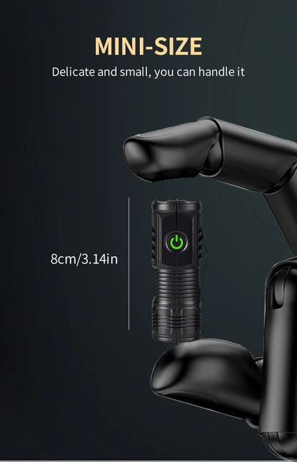 Portable Mini LED Handheld Flashlight Powerful Fingertip Torch Outdoor Waterproof Hiking Camping Flash Light with Pen Clip