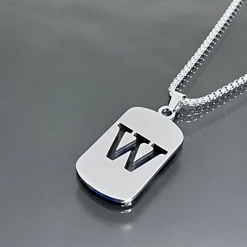 Colares de pingente de aço inoxidável com letra inicial A-Z da moda punk para homens e mulheres, atacado, joias, colar, joias góticas