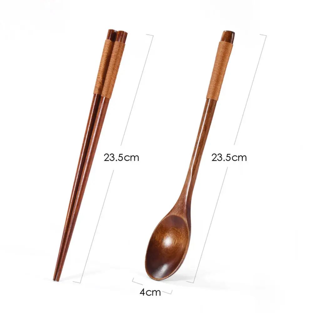 Conjunto de utensílios de madeira japoneses reutilizáveis para sushi, pauzinhos, colher, talheres antiderrapantes para viagem, ferramentas de cozinha