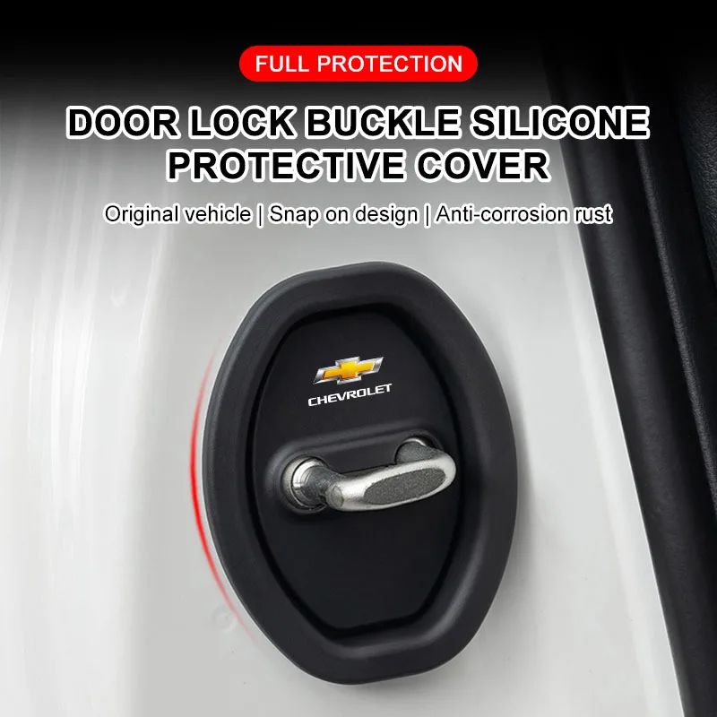 4 peças de silicone anticolisão protetor de fechadura de porta de carro para Chevrolet Colorado Cruze Captiva Malibu Trax Aveo Camaro