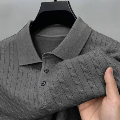 Mens V-neck Knitted Pullover Sweaters Cable Woolen Button Sweater Slim Long Sleeve Winter Warm Heavyweight Solid Color Pullovers