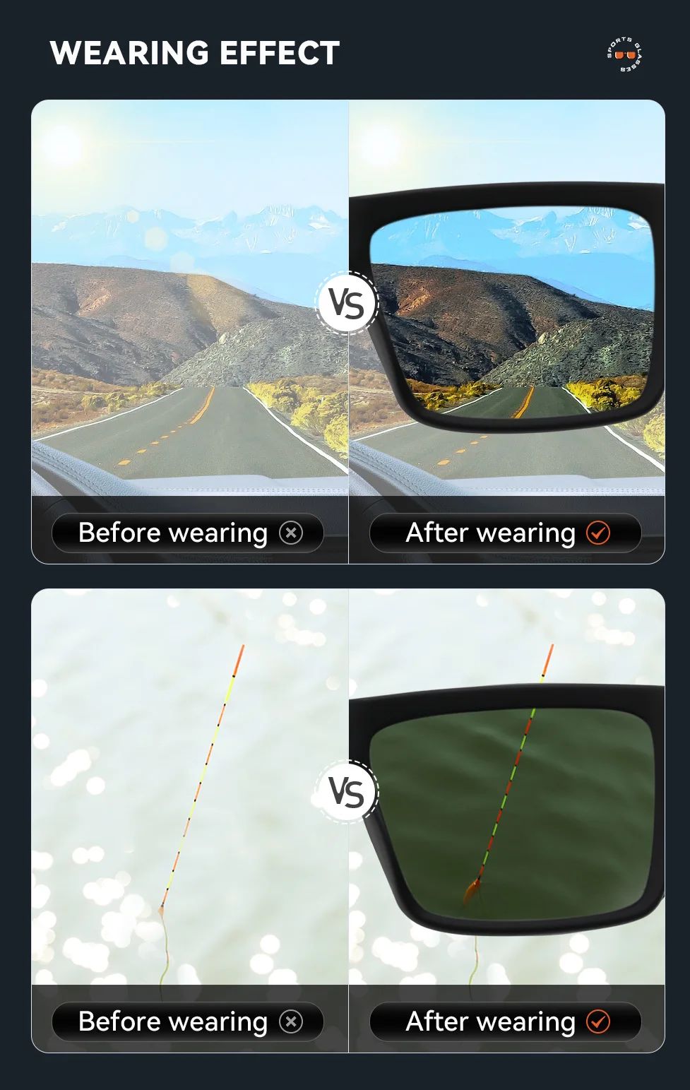 KAENON Fashion Square Versatile Polarized Sunglasses Men Women Sports Fishing Driving Sun Glasses UV400 Eyewear