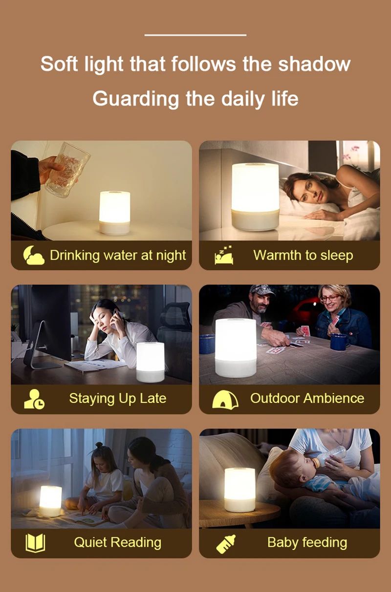 Led Night Lights Bedside Dimmable Charging Desktop Night Lamps Bedroom Bedside Lighting Decoration Touch Reading Led Table Lamps