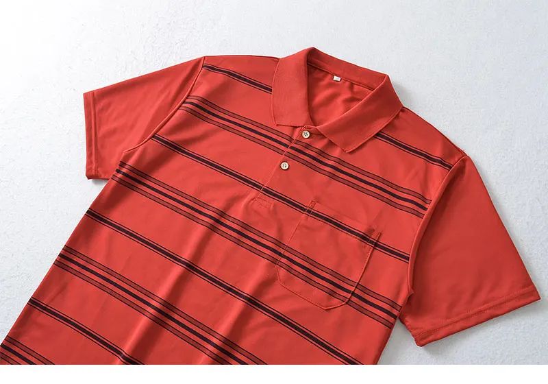 Men's Polo Shirt Button Up Polos Business Casual Lapel Short Sleeve T Shirt Summer Regular Fit Red Black Polo Stripe Shirts