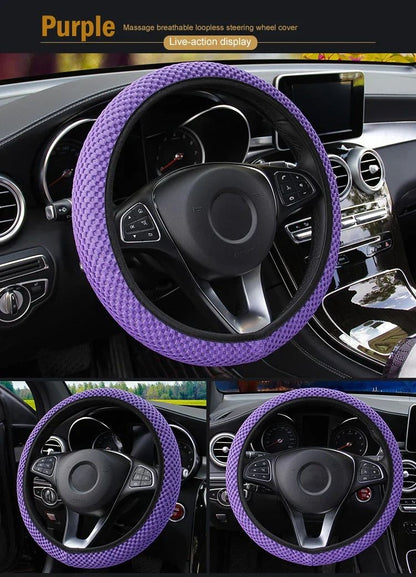Four Seasons Elastic Ice Silky Soft Cloth Steering Wheel Cover - No Inner Ring, Fit for Cars, Protective Protective Cover