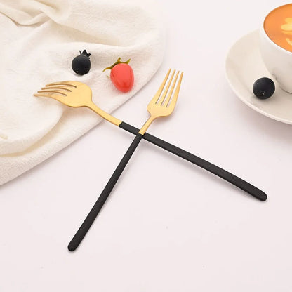 8 Garfos de Jantar Pretos Talheres Aço Inoxidável 18/10 Utensílios de Cozinha Ocidentais Conjunto de Garfos para Restaurante
