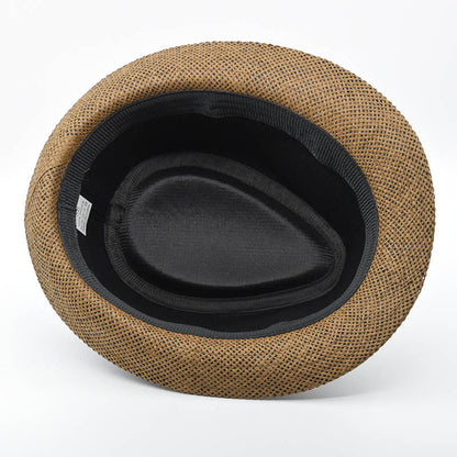 Fashion Unisex Women Men Straw Hat Ribbon Curling Brim Jazz Fedora Hat Panama Gangster Cap Outdoor Beach Parent-Child Sun Hats