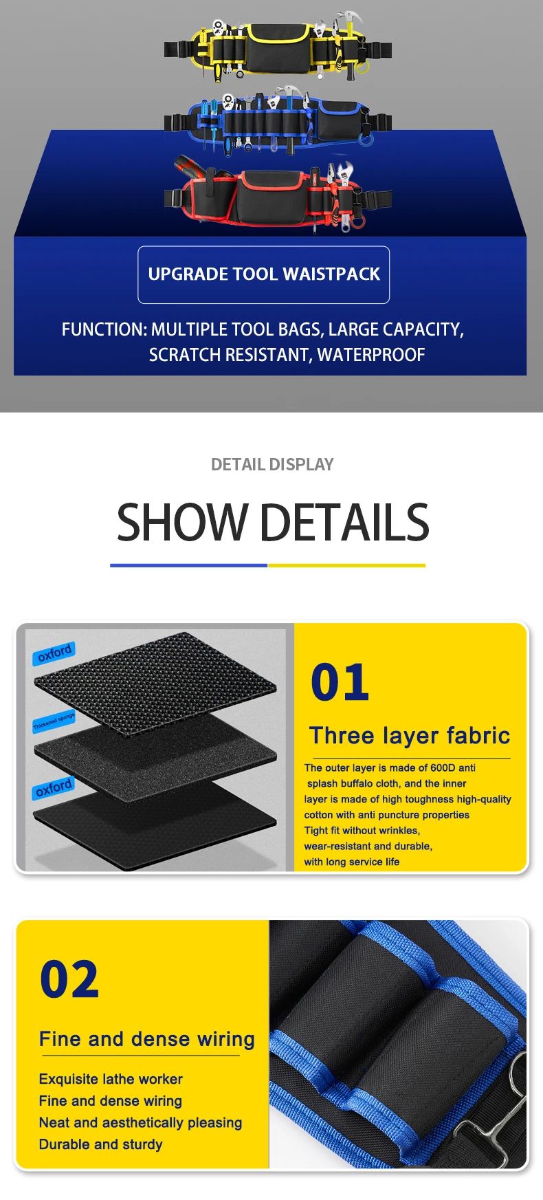 Hardware and electric Tool Bag Multifunction Oxford Cloth Thickened Maintenance Aerial Work Pocket Portable Tool Pocket Waistbag