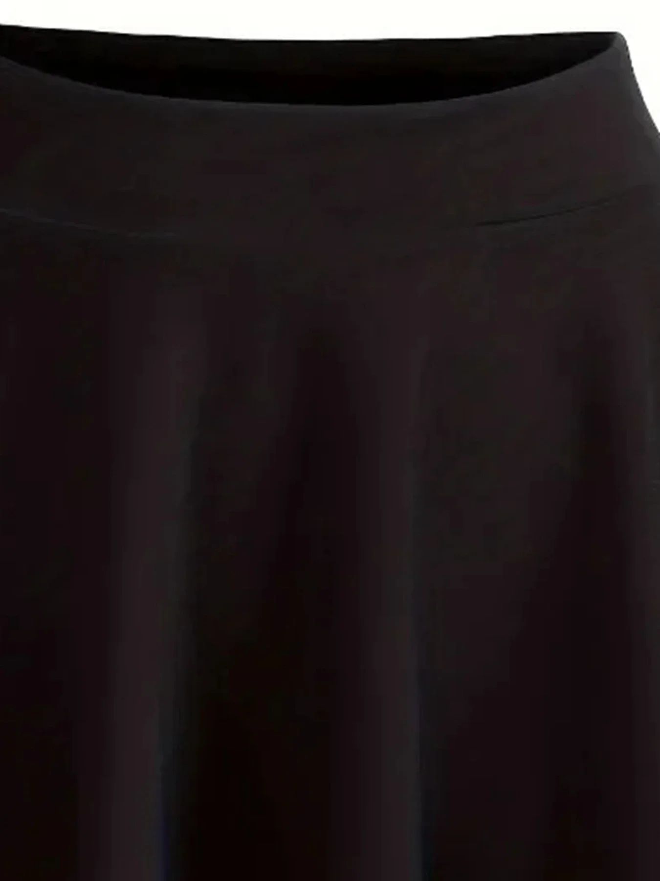 Plus Size 1XL-5XL Women's Preppy Skirt Solid Elastic Skit Ladies Fashion High Rise Slight Stretch A-line Mini Skirt