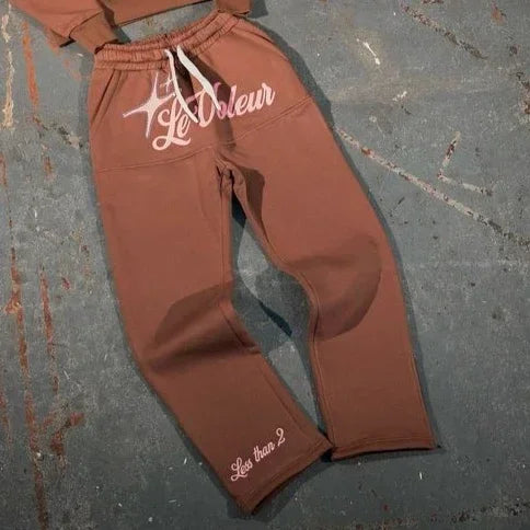 American Retro Sakura Hoodie Sweatpants Two Piece Set Y2K Mens and Womens Sportswear Fashion Casual Pullover Casual Pants Set