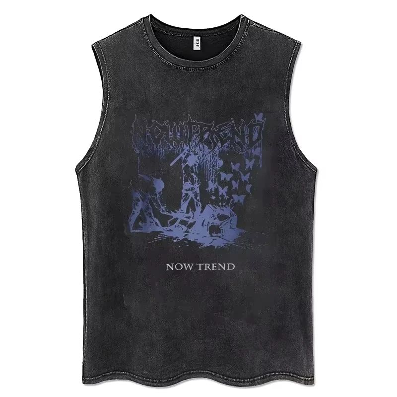 2025 Gothic Washed American Vintage Tank Tops Man Sleeveless Shirt Summer New Trendy Y2k Clothes Casual Gym Vest Oversized