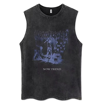 2025 Gothic Washed American Vintage Tank Tops Man Sleeveless Shirt Summer New Trendy Y2k Clothes Casual Gym Vest Oversized