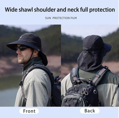 Summer MEN Shawl Fisherman Hat Quick Drying Breathable Sunshade Hat Outdoor Sun Protection Fishing Hat