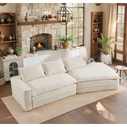 Luxury Oversized Cloud Couch – 4-Seater Boneless Deep-Seat Sectional Sofa for Living Room, Plush Ready-to-Relax Sofa