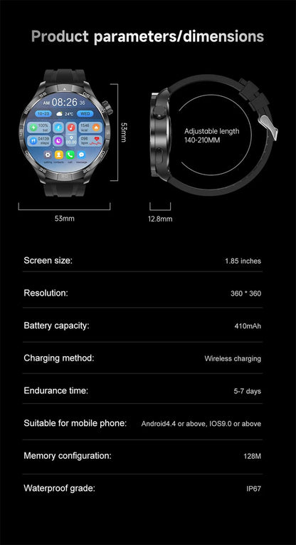 2026 Smart Watch Men AMOLED Always display NFC Bluetooth Call GPS trajectory Waterproof Health Sport Smartwatch Men Custom dial