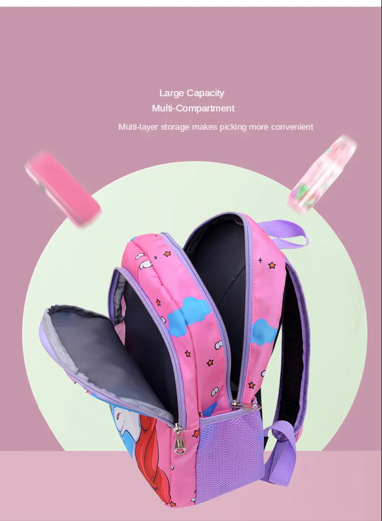 Bolsa Escolar Unicórnio de Desenho Animado para Meninos Meninas, Mochila Escolar de Grande Capacidade, Mochila de Jardim de Infância e Ensino Fundamental, Bolsa Infantil Kawaii