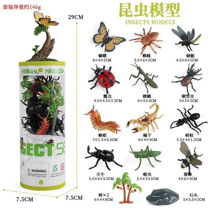 Mini Modelo Animal Fazenda de Vida Selvagem Aves Dinossauro Oceano Conjunto Animais da Planície Crocodilo Pinguim Insetos Brinquedos Micro Modelo Balde