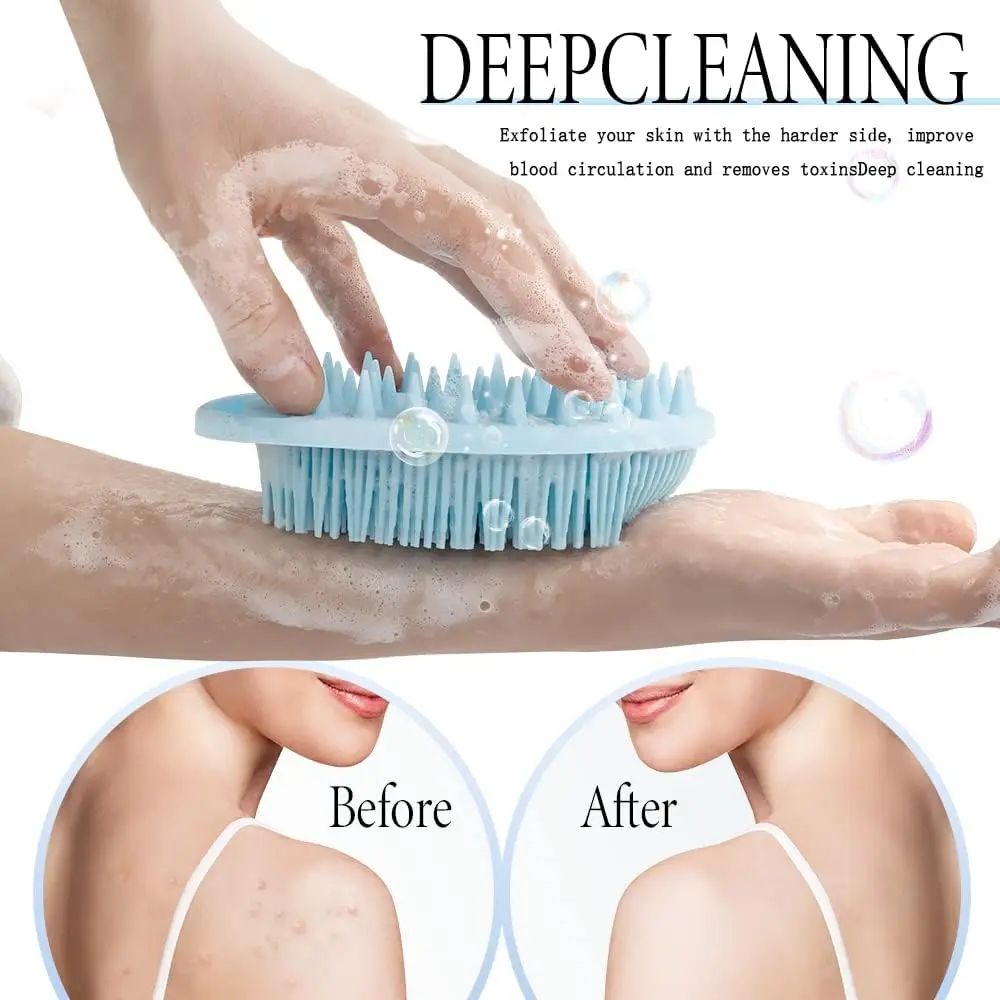Soft Silicone Body Scrubber Exfoliating Baby Shower Gentle SPA Massage Brush Cleanser Body Wash Brush Back Scrubber Bath Tool