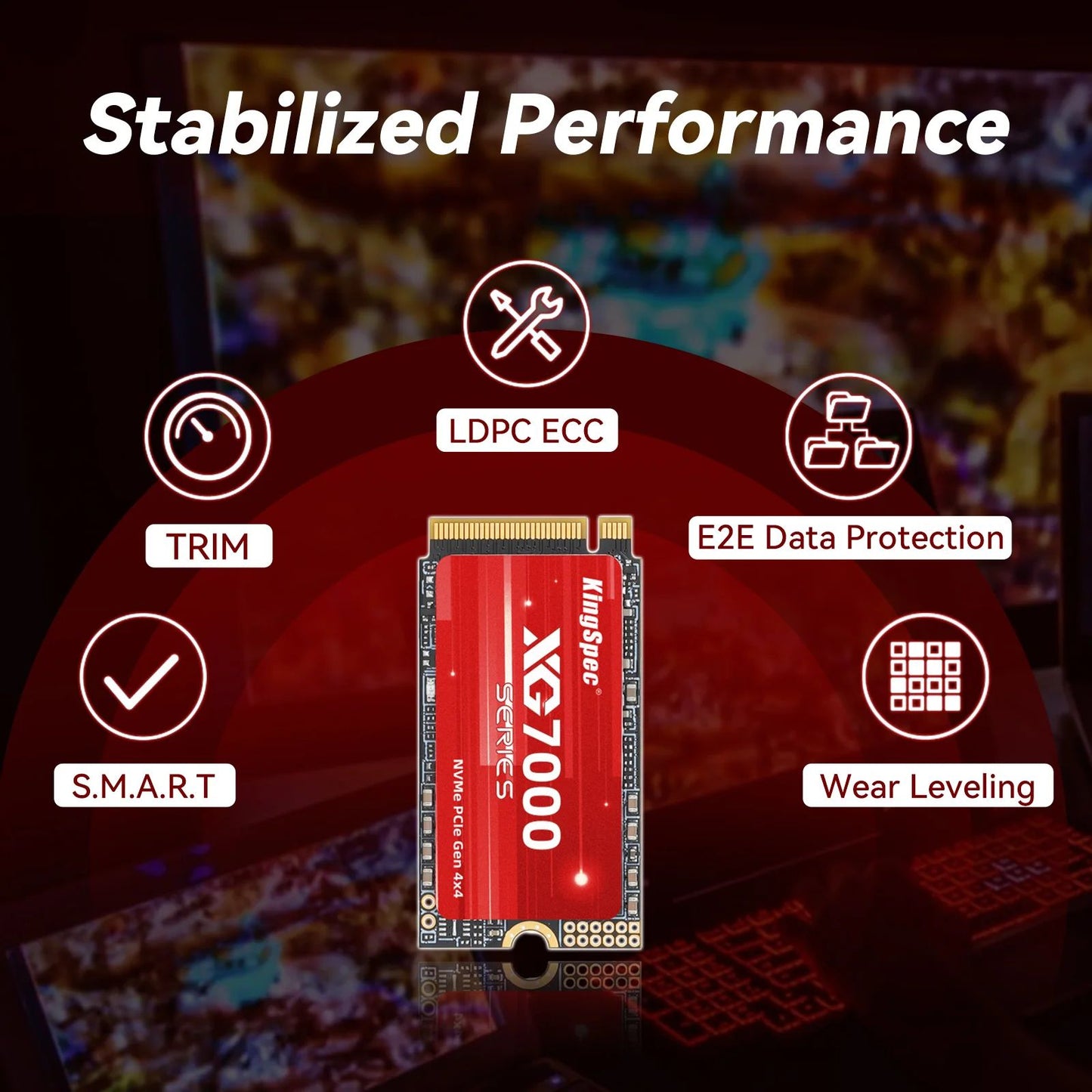 KingSpec 1TB 2TB 512GB NVMe PCIe 4.0x4 M.2 2242 SSD Interno de Alta Performance M2 NMVe SSD Velocidade de até 7200/6400 MB/s