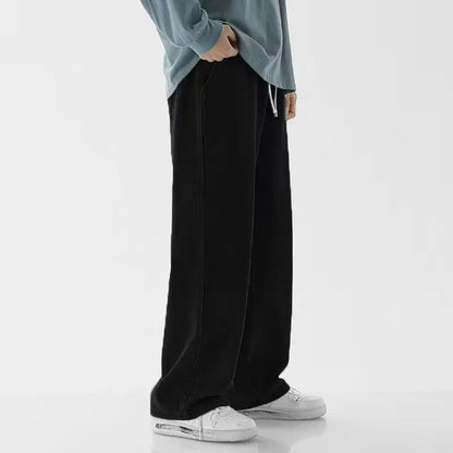2025 New Streetwear Loose Jeans Men Korean Style Fashion Loose Straight Wide Leg Pants Men's Brand Clothing Black Light Blue