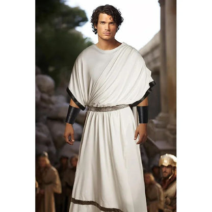 Greek Toga Costume For Men Roman Halloween Dionysus Costume With Wristband Adult Halloween Party King Gladiator Clothing Suit
