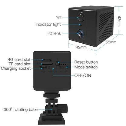 5MP 4G SIM Card Mini Camera Human Detection WiFi Camera Built-In 3000mAh Battery Security Surveillance Camcorder Video Recorder