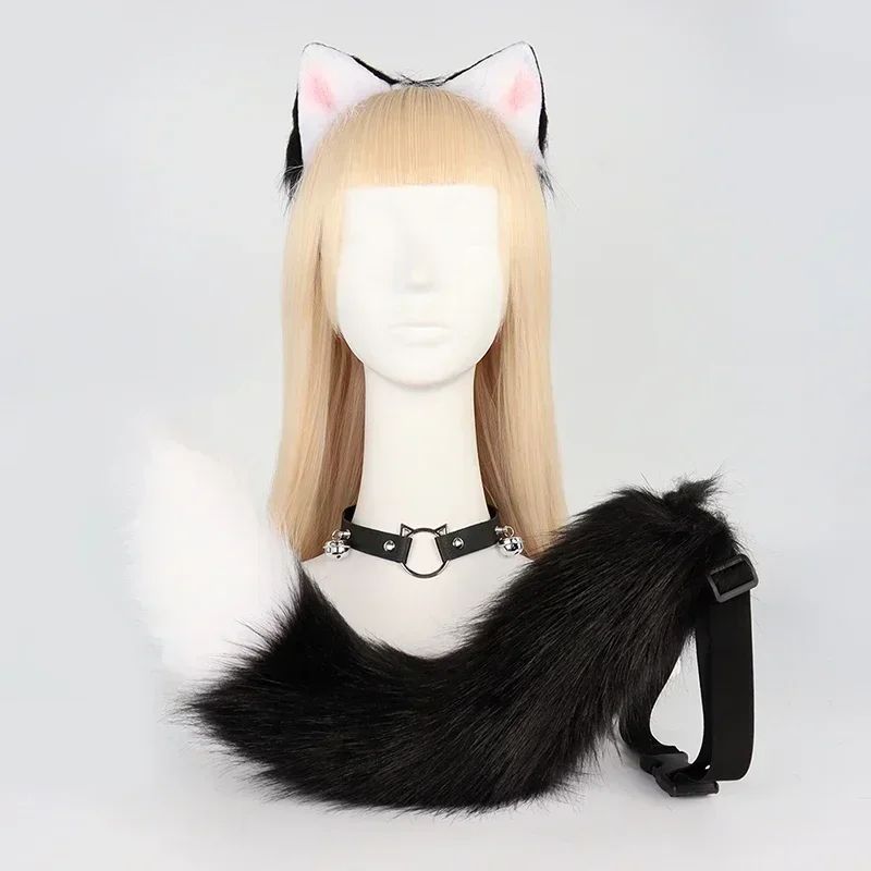 Costume Set Fox Tail Ears Gloves Artificial Fur Boot Covers Cosplay Halloween Prop Adult Women Men Unisex