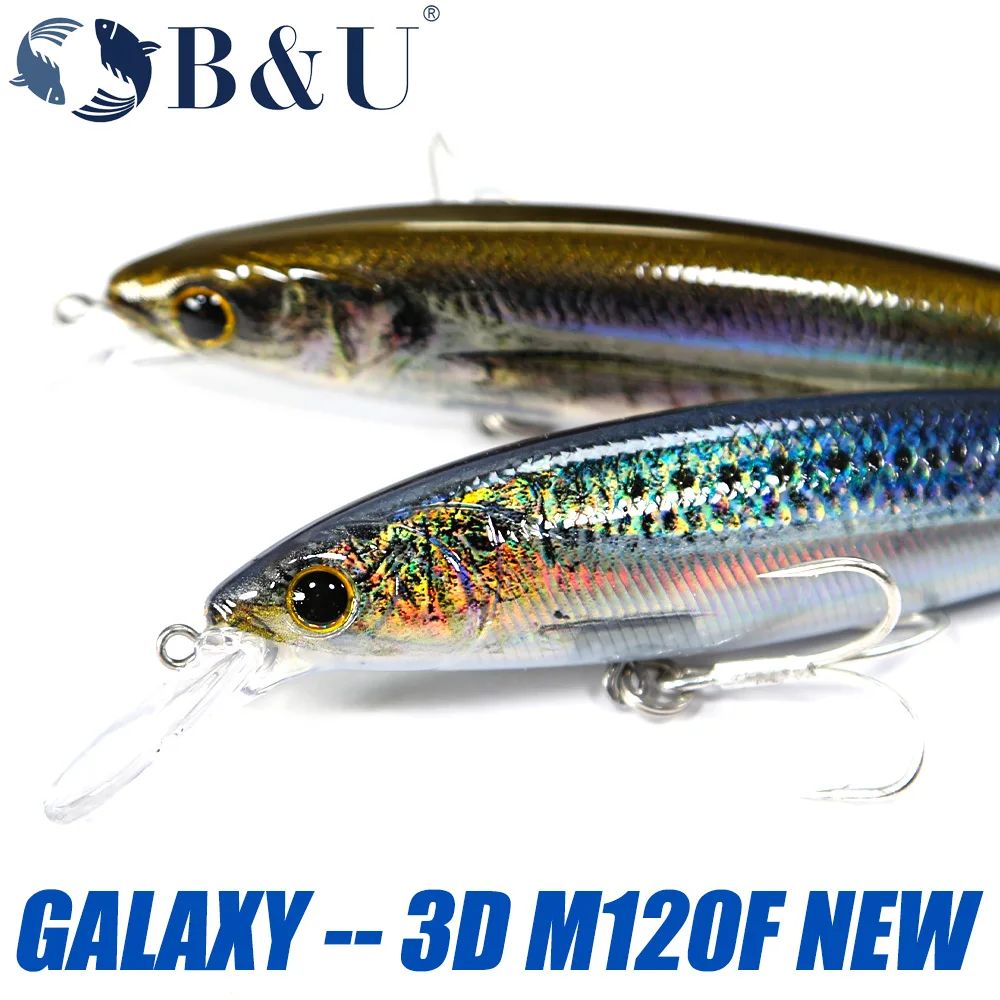 Iscas Artificiais Flutuantes B&U Minnow para Pesca em Água Salgada, Iscas Duras Crankbait para Corrico, Wobblers, Isca Artificial para Truta para Robalo