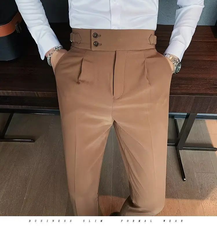 Calça Masculina Nadir Coffee Color Clássica Estilosa Paris Botão Prega Única Emagrece Suaviza Sua Silhueta Calça Social Casual