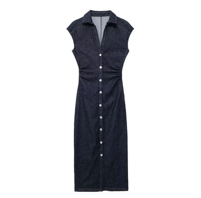 TRAFSHE Sleeveless Denim Long Dress Women Bodycon Tank Midi Dress Woman Summer R