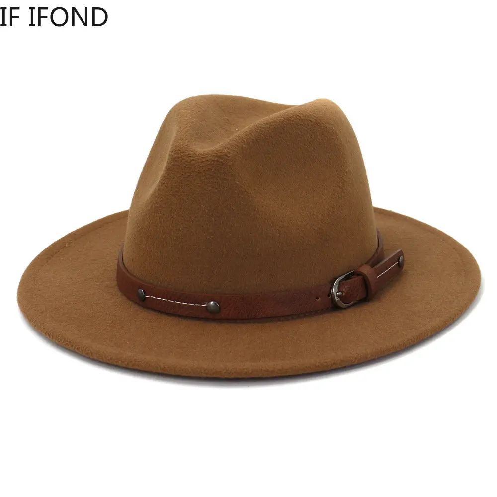 Fedoras Winter Hat For Women 59-61CM Men Panama Felted Jazz Hats New Trilby Church Cap sombreros de mujer