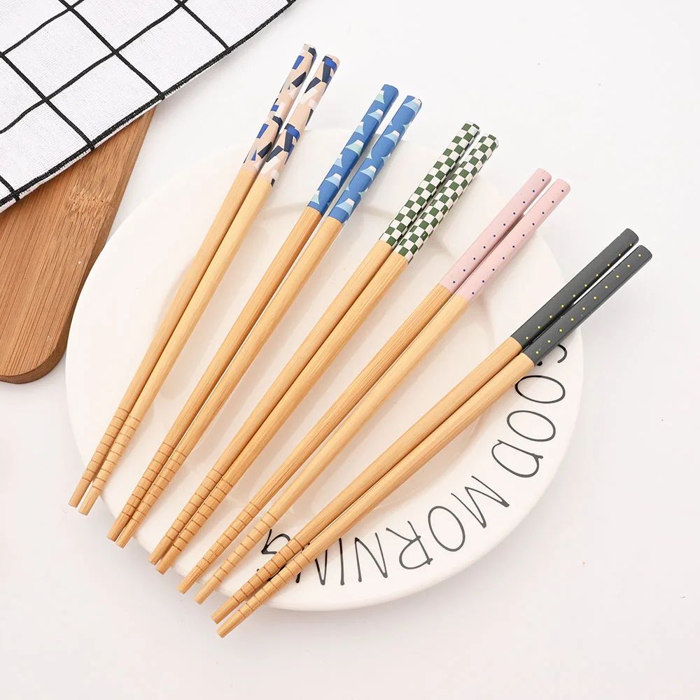 5 Pares de Hashis de Bambu Japoneses para Sushi Antiderrapante Utensílios de Mesa Reutilizáveis para Hot Pot Hashis Chineses Ferramentas de Cozinha