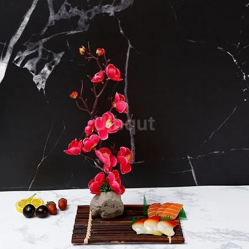 Bandeja de prato para frutos do mar, Barco de Sushi, Plantas de Flores Decorativas, Concepção Artística, Pequeno Ornamento Decorativo, Flor de Pêssego Criativa