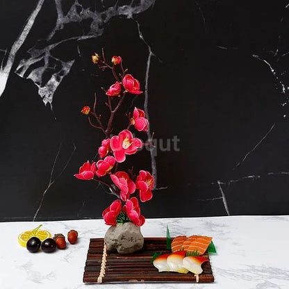 Bandeja de prato para frutos do mar, Barco de Sushi, Plantas de Flores Decorativas, Concepção Artística, Pequeno Ornamento Decorativo, Flor de Pêssego Criativa