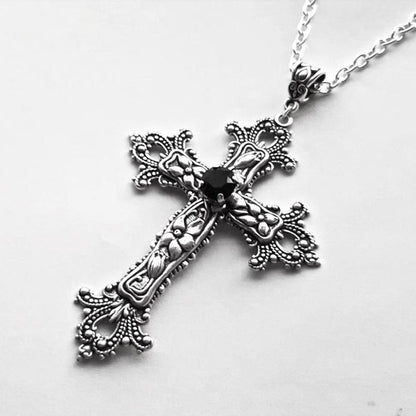 Colar com Pingente de Cruz de Cristal Punk para Mulheres e Homens, Gargantilha Gótica, Joias Estéticas, Bijuteria, Presente para Festa