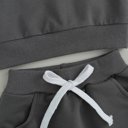 Citgeett Conjunto de Calças para Bebês e Meninos, Outono, Manga Comprida, Moletom com Capuz em Cor Contrastante, Calças com Elástico na Cintura