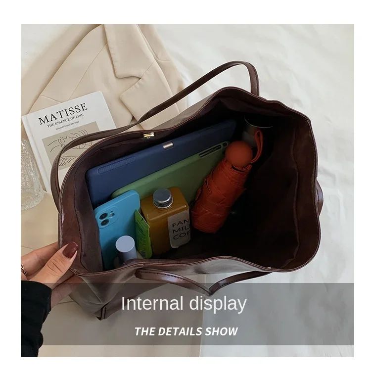 Large women's bag Fashion Underarm Pouch Large Capacity Soft Pu Leather Shoulder Bag Retro Crossbody Bag Casual Portable Bucket