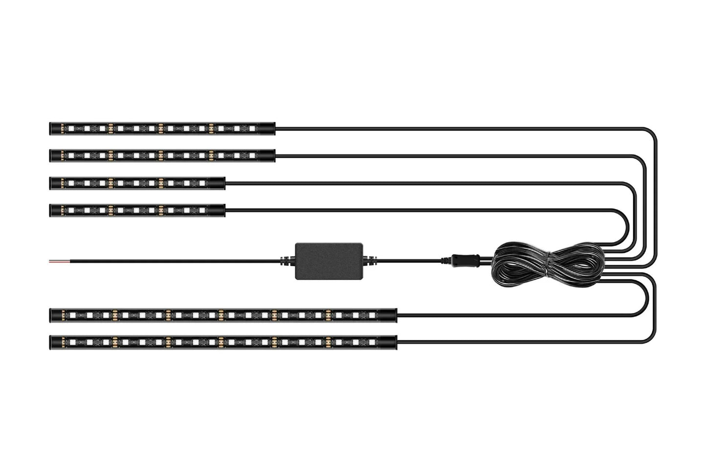 Barra de Luz Decorativa para Moto 12V com Controle Flexível e à Prova D'água, 12 LEDs RGB, Controle por Aplicativo, Luz Ambiente para Carro e Moto