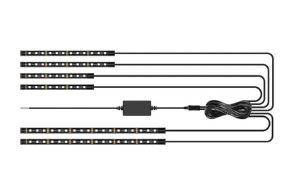 Barra de Luz Decorativa para Moto 12V com Controle Flexível e à Prova D'água, 12 LEDs RGB, Controle por Aplicativo, Luz Ambiente para Carro e Moto