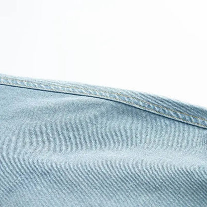Retro Washed Loose Long Sleeve Women's Denim Shirt Vintage Workwear Style Button up Casual Outerwear from Mainland China