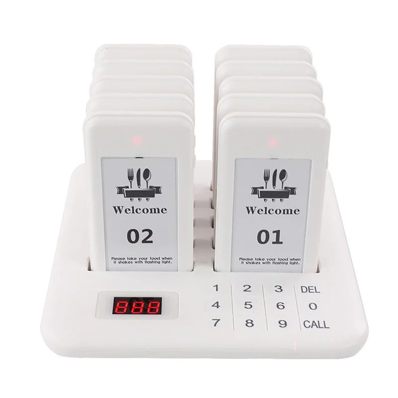 Wireless Restaurant Pagers Calling System 24 Coasters Buzzer Vibrator Bell Receivers For Food Truck Bar Coffee Fast Food Hotel