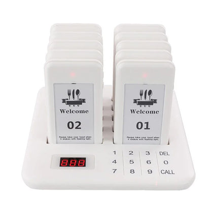 Wireless Restaurant Pagers Calling System 24 Coasters Buzzer Vibrator Bell Receivers For Food Truck Bar Coffee Fast Food Hotel