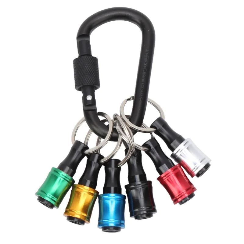 Conjunto de ferramentas com chaveiro colorido, haste de extensão de troca rápida, haste de conversão de cabo hexagonal de 1/4", chave de fenda, luva de liberação rápida