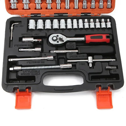 Jogo de Caixa de Ferramentas para Moto Chave Catraca Rápida 150/46pçs Jogo de Soquetes Bits Caixa de Ferramentas de Grau Industrial Ferramentas de Reparação Automotiva Manutenção de Carros