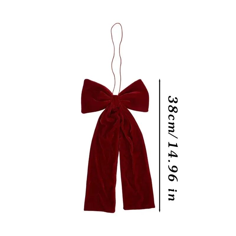 Large Size Bowknot Pendant Hanging Xmas Ornament DIY Home Party Christmas Tree Decorations Velvet Bow Burgundy Style Supplies