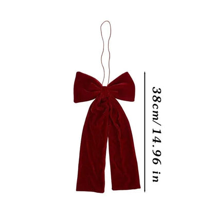Large Size Bowknot Pendant Hanging Xmas Ornament DIY Home Party Christmas Tree Decorations Velvet Bow Burgundy Style Supplies