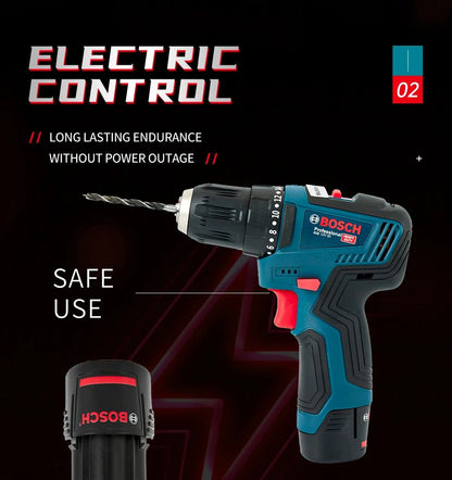 Bosch GSB-12-V30 Furadeira Elétrica a Bateria Parafusadeira Profissional de Impacto Pesado Sem Fio Multifuncional para Uso Doméstico