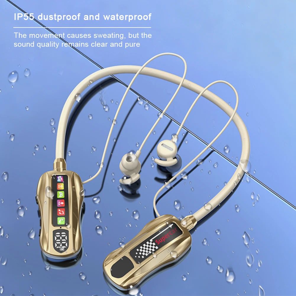 Wireless Headphones Bluetooth 5.4 Earphone HiFi Stereo Outdoor Sports Headset with Mic LED Display Neckband Earphones Earbuds
