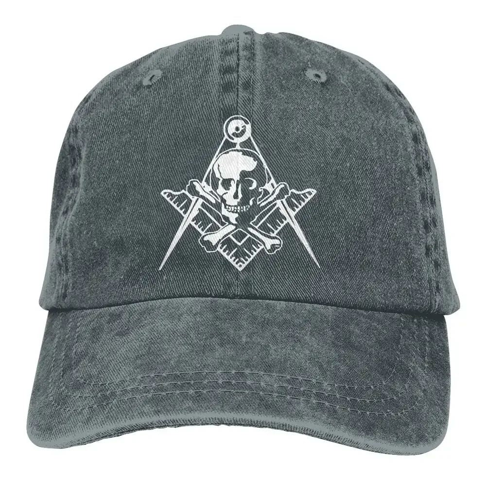 Masonic Skull Crossed Bones Master Mason Shriner Scottish Rite F A M Washed Denim Baseball Cap Trucker Hats Headwear